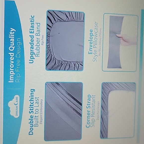 DreamCare gray King 4 pc cooling sheet set 21" extra deep 100% microfiber New - Picture 5 of 7